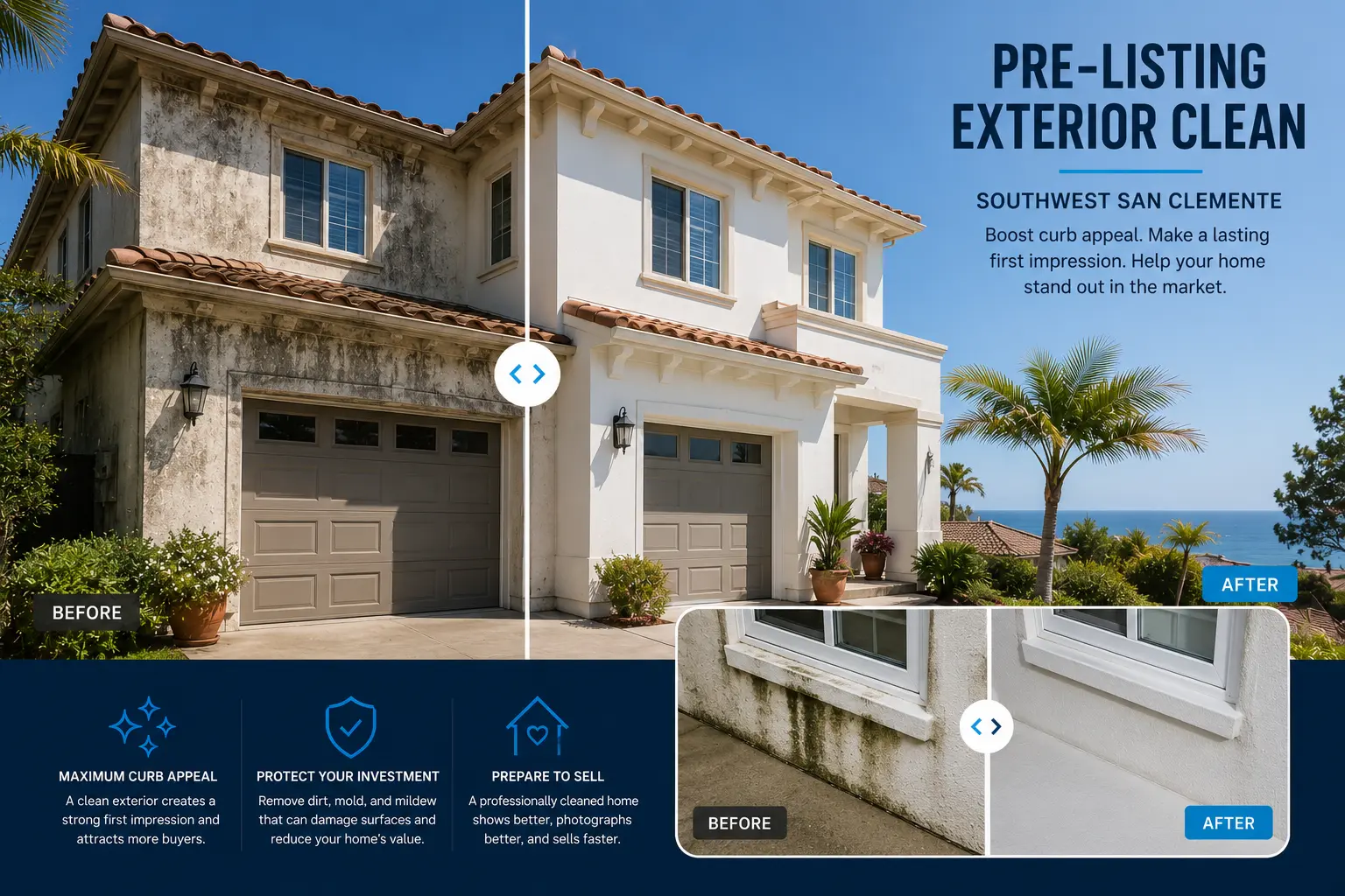 Pre-listing exterior clean, Southwest San Clemente