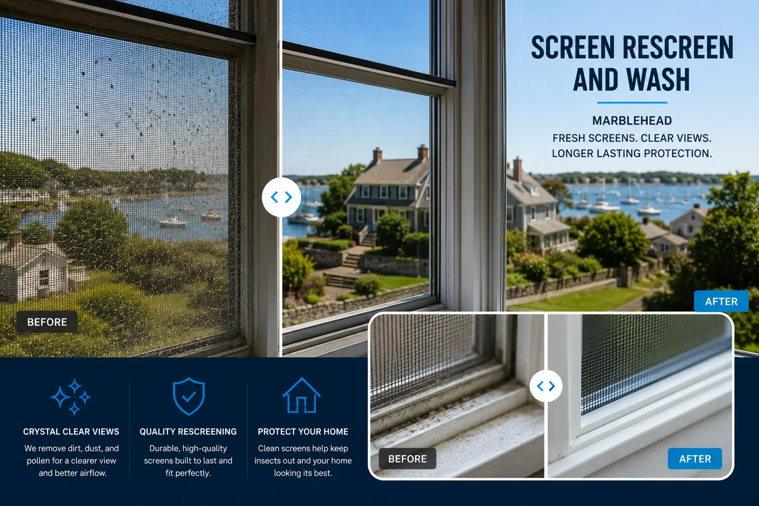 Screen rescreen and wash, Marblehead